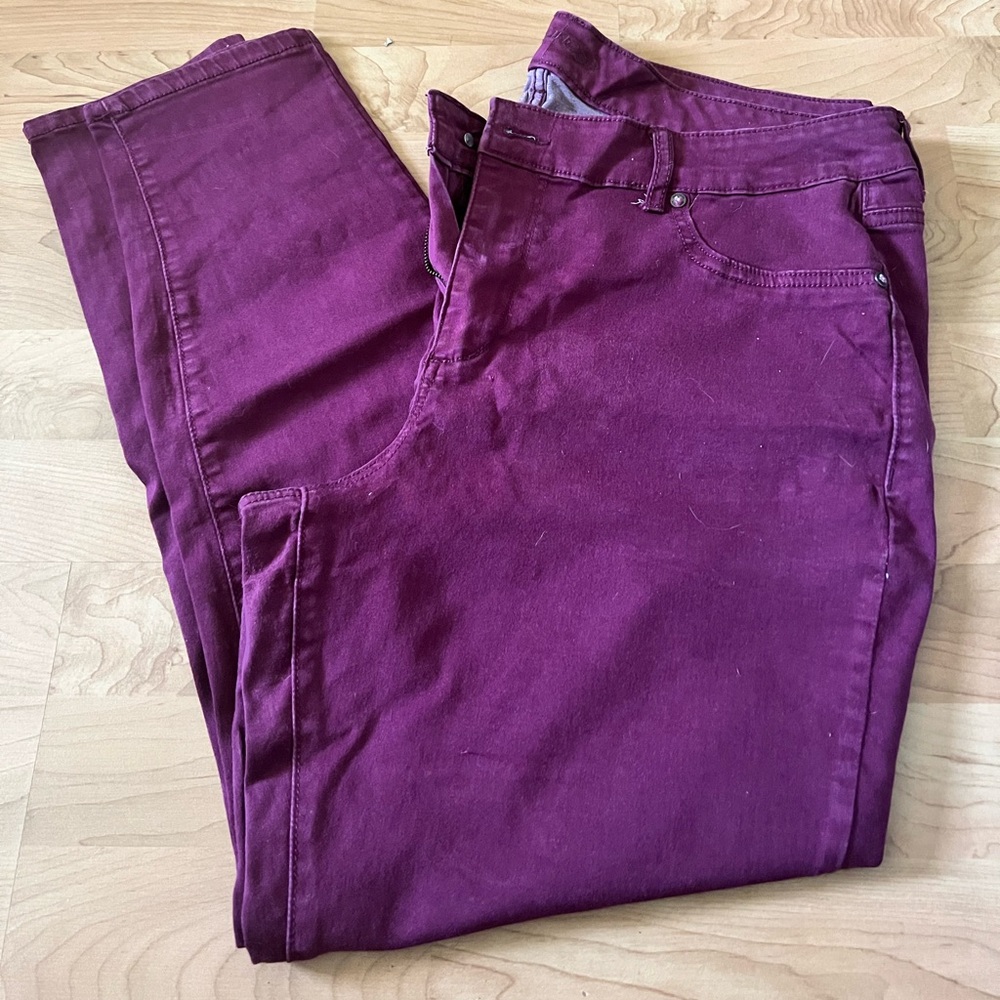 Maurice’s pants. They look purple in my pics but they are maroon.